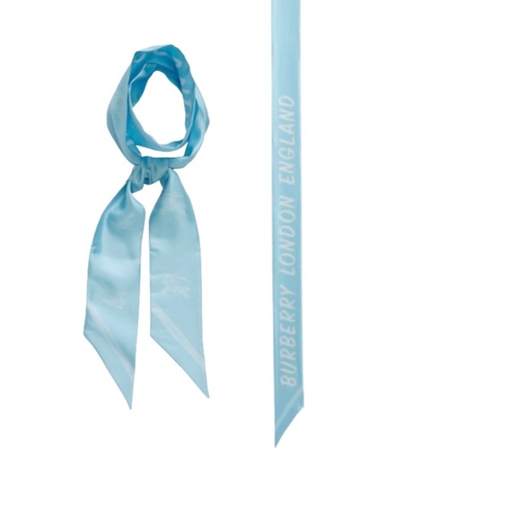 Burberry Accessories - BURBERRY Skinny Silk Scarf- Topaz Blue